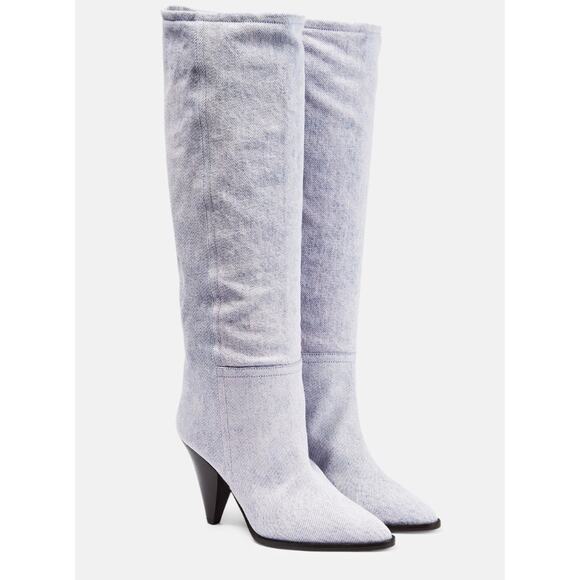 Isabel Marant Shoes - Isabel Marant Lilac Denim Ririo Tall Pull On Pointed Toe Boots Womens 37 / US 7